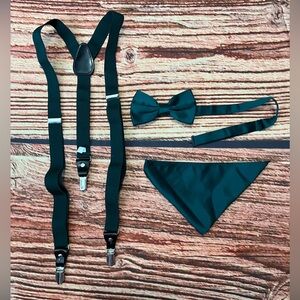 Elegant Teal Bow Tie and Suspender Set